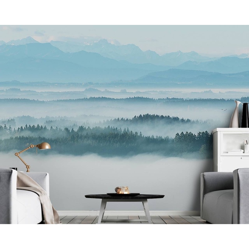 Misty Nature Mountain Non-Woven Removable Wallpaper Peel and Stick Vinyl W:150″ x H:98″