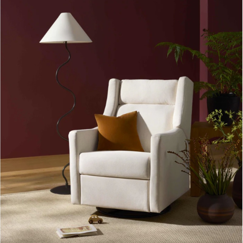 Babyletto Kiwi Plus Power Recliner and Swivel Glider with Power Adjustable Headrest and USB Port Performance Beach Eco-Weave