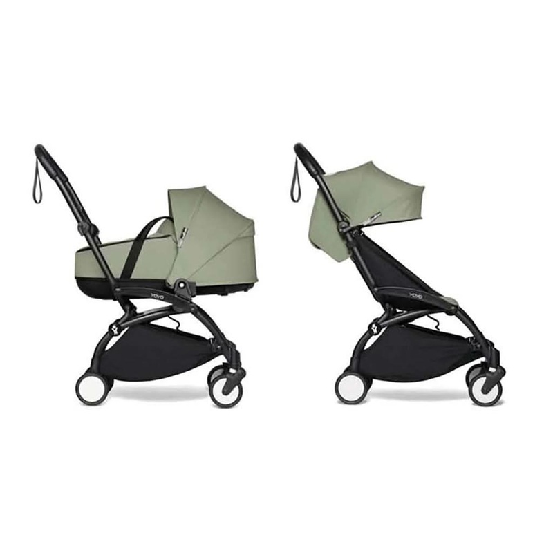 Babyzen YOYO2 +0 Bassinet and 6+ Color Pack Complete Set Olive – Black Frame