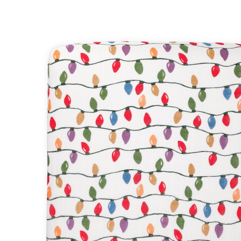 Cotton Muslin Crib Sheet – Christmas Bulbs Christmas Bulbs