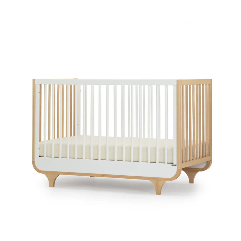 dadada Jolly 3-In-1 Convertible Crib, White/Natural