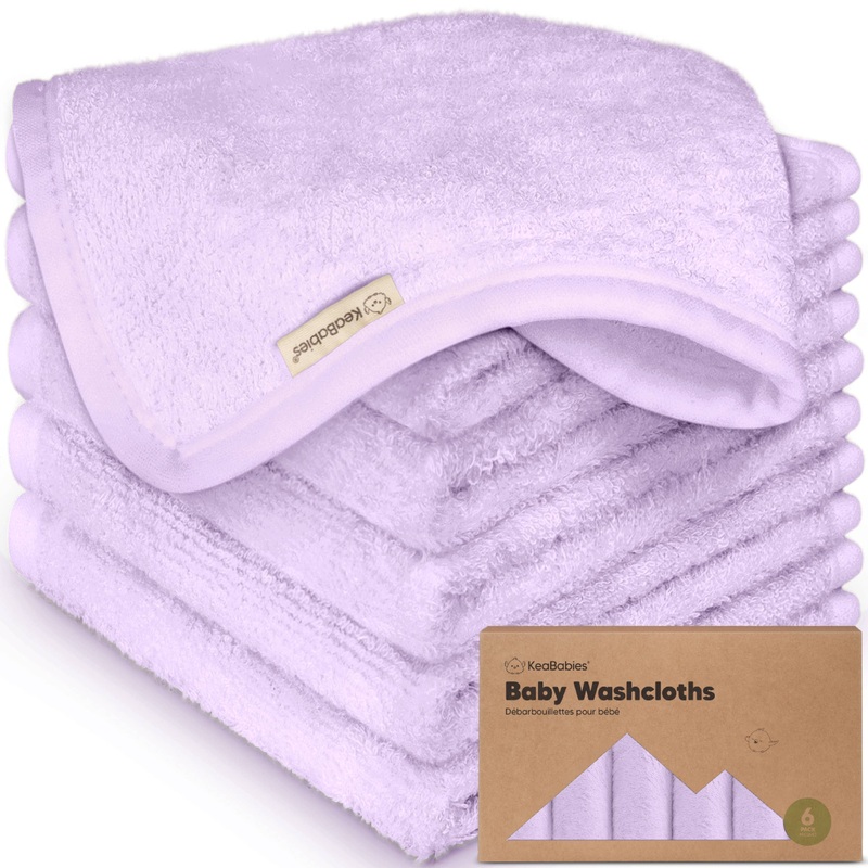 6-Pack Baby Wash Cloths Soft Lilac