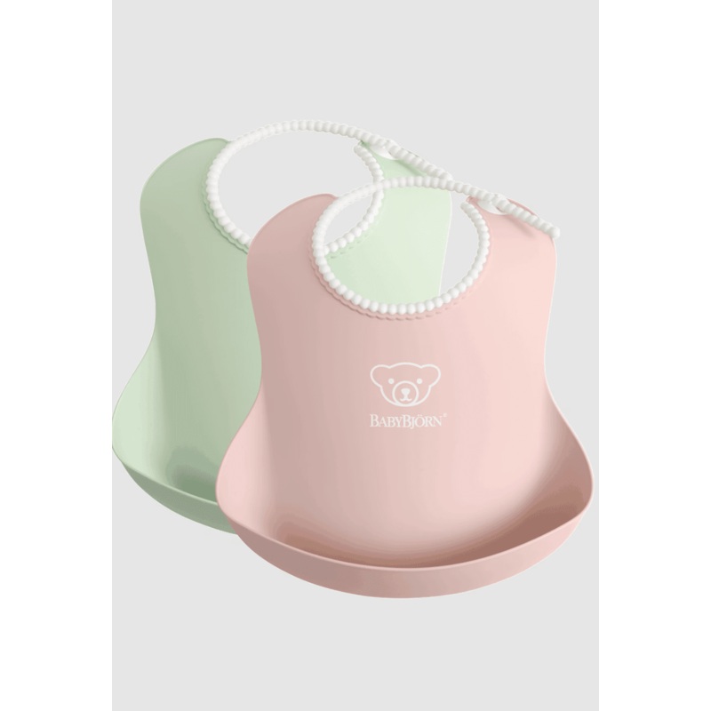BabyBjrn Baby Bib, 2-pack Powder Green/ Powder Pink