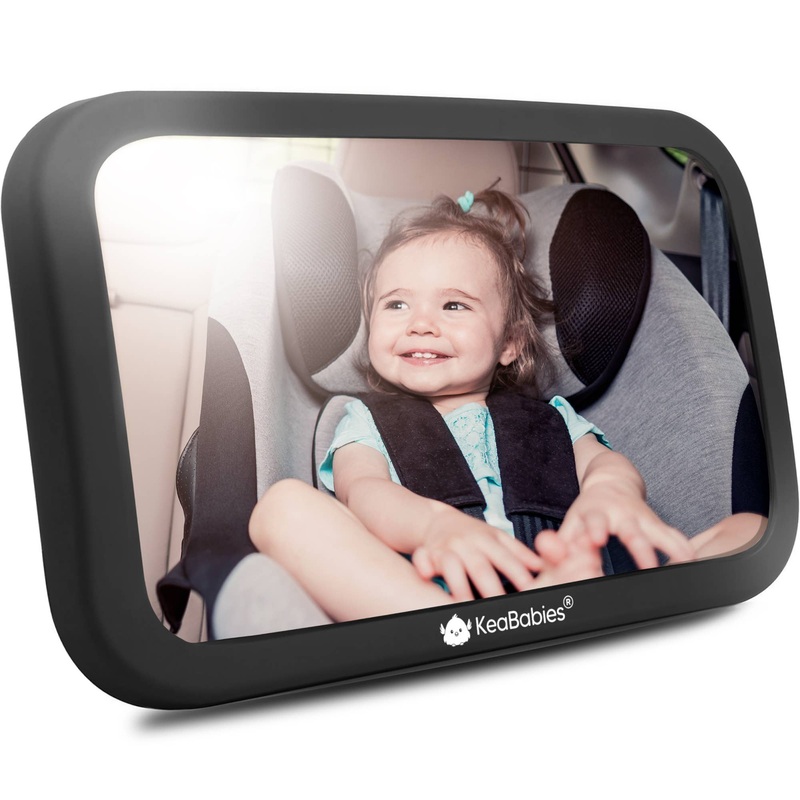 KeaBabies Baby Car Seat Mirror _ Large Matte Black