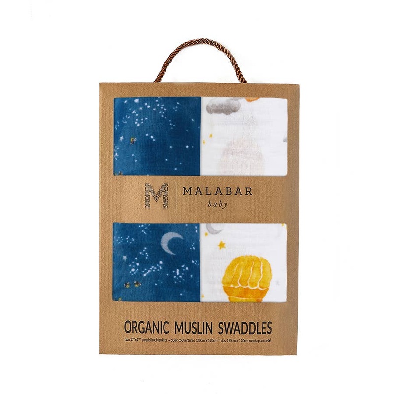 2-Pack Swaddles, GOTS Certified Organic Cotton Muslin Tropical Paradise