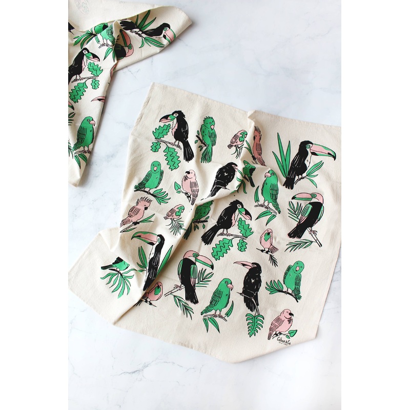 Birdies of Paradise Screen Printed Tea Towel