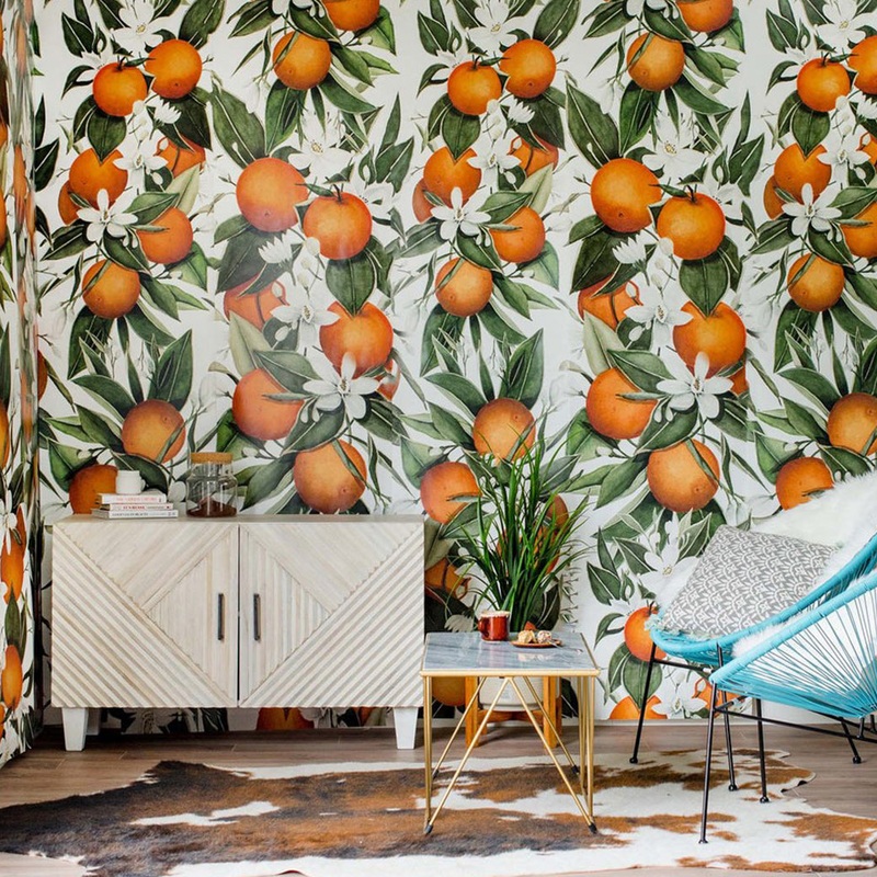 Blooming Citrus Wallpaper Traditional Wallpaper