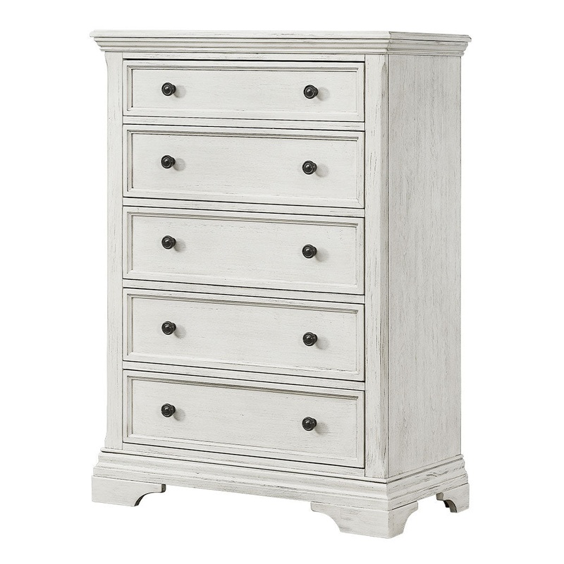 Olivia 5-Drawer Chest Brushed White