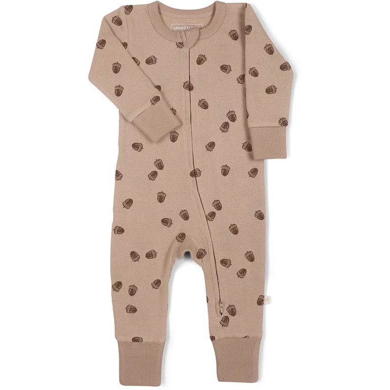 2-Way Zip Romper Acorns 0-3M
