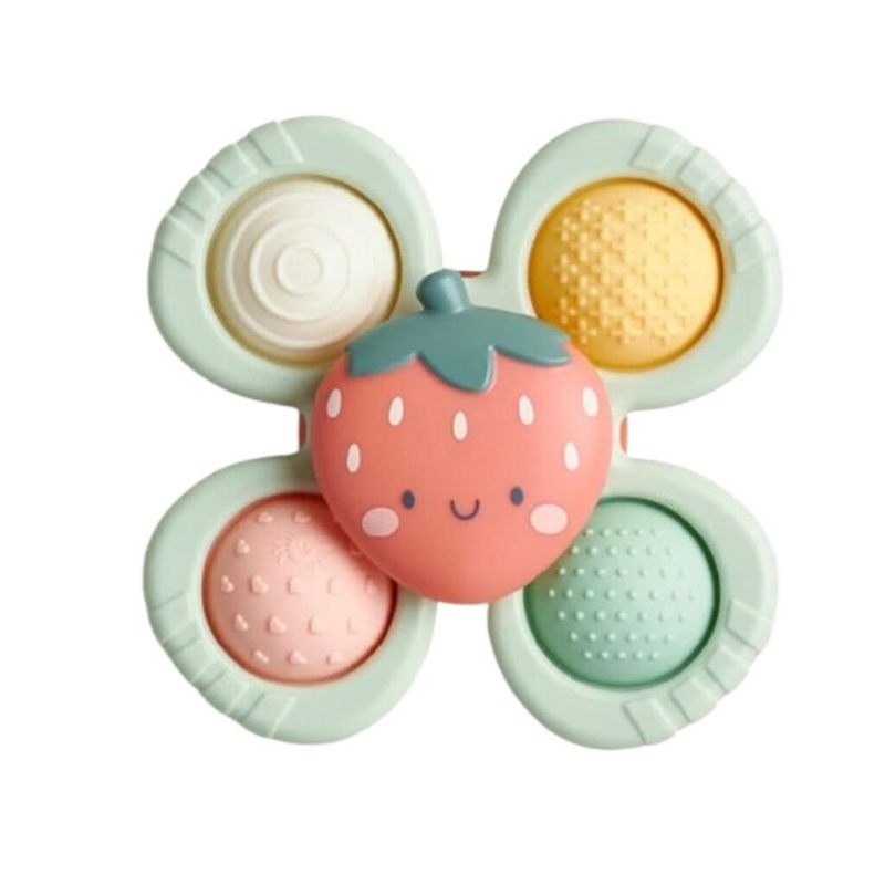 Itzy Ritzy Pop & Whirl Fidget Spinner Travel & Bath Toy Bonnie the Strawberry