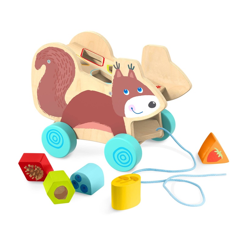 Squirrel Pull-Along Toy & Sorting Box – Toddler Activity Set