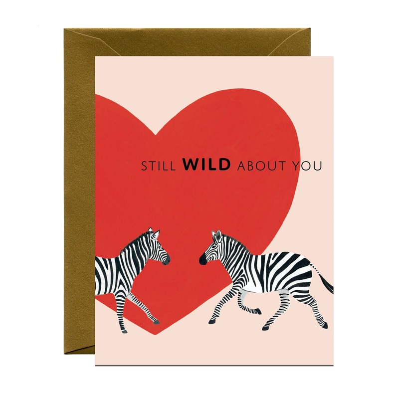 Zebra Anniversary Card with Red Heart