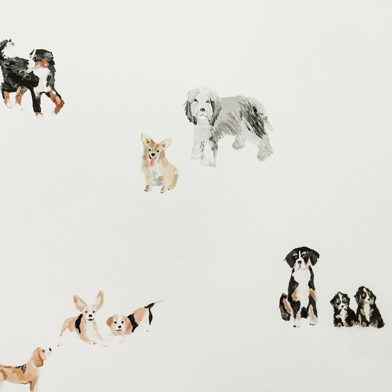 Dogs Mural Traditional Wallpaper