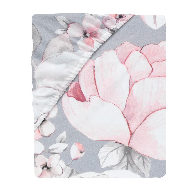Lambs & Ivy Botanical Baby Sheet – Grey Floral