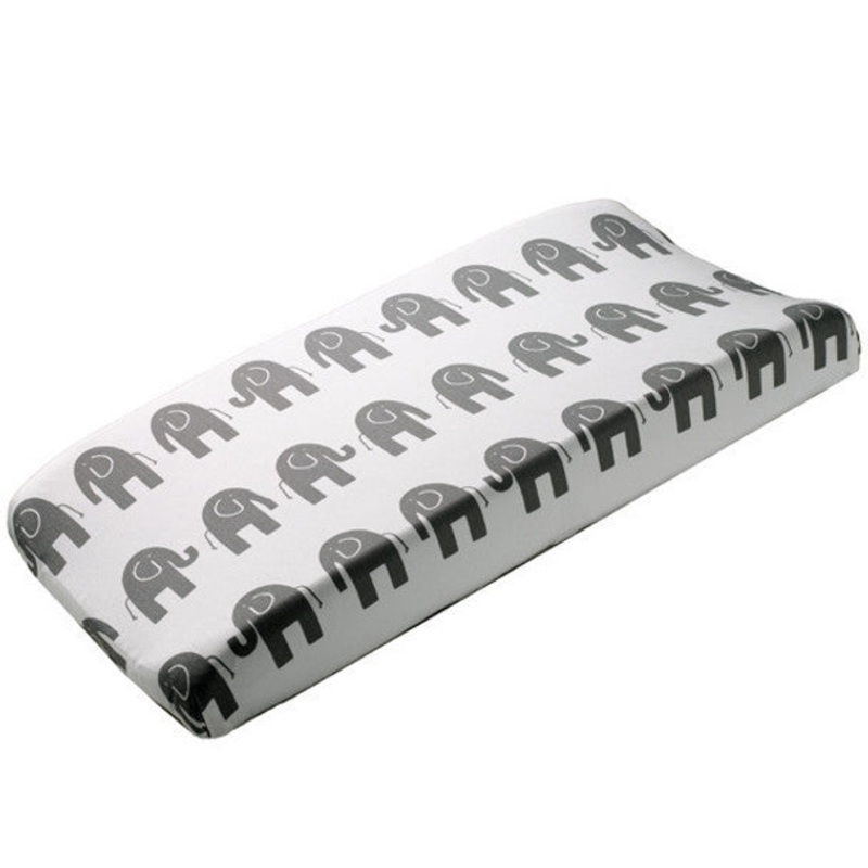 Liz and Roo Gray Elephants Contoured Changing Pad Cover