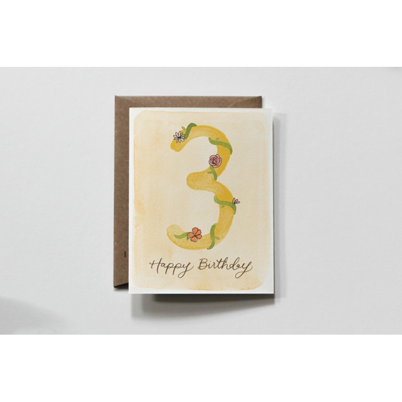 Three | Third Happy Birthday Childrens Greeting Card