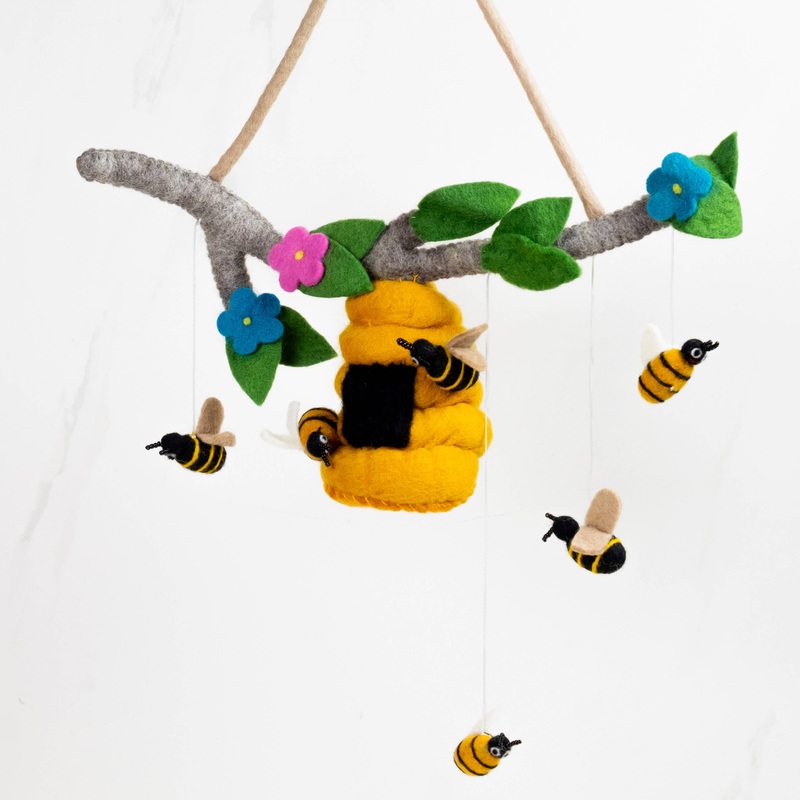 Baby Mobile – Bee Hive and Honey Bee – Nursery Decor