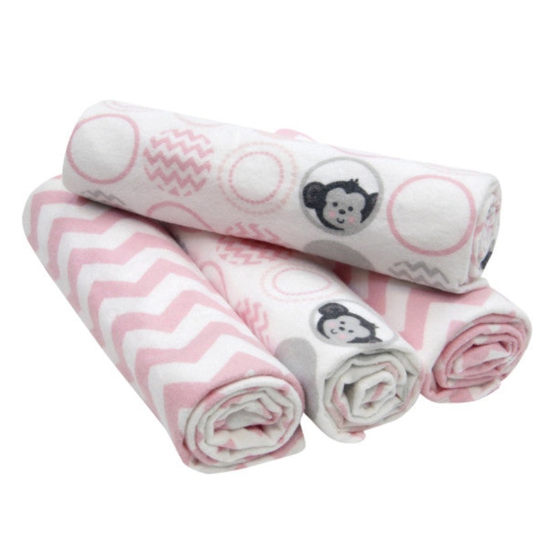 Bedtime Originals Pinkie 4Pk Flannel Blankets