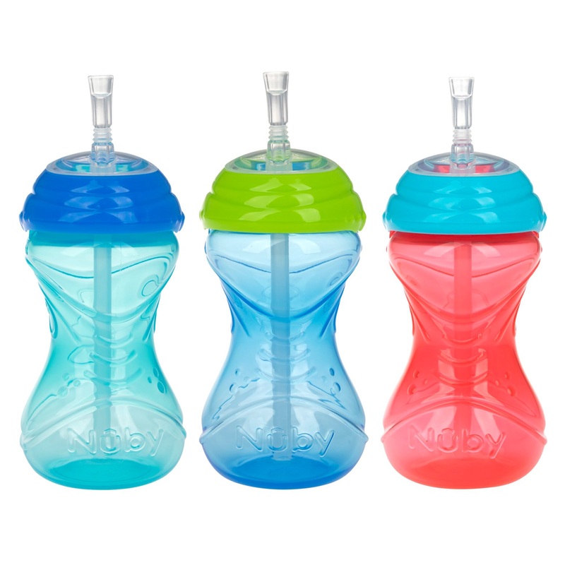 Clik-It Flex Straw Leakproof Sippy Cup (3 Pack) Aqua/Blue/Red