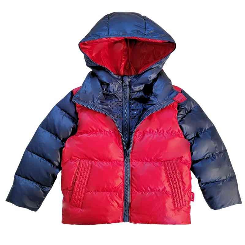 Onekid Car Seat Coat | The Road Coat Down – Navy/Red 12 Month