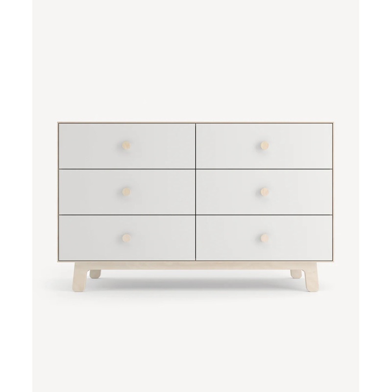 Sparrow 6-Drawer Dresser – Oeuf White/Birch