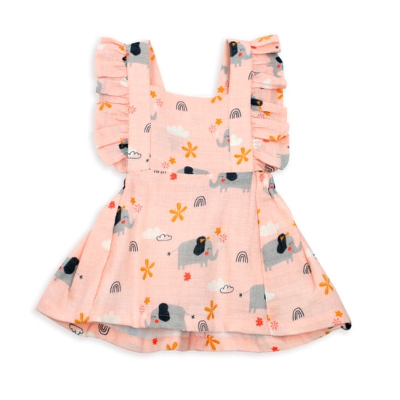 Elephant Ruffled Apron Dress + Bloomer Set 0-3 months