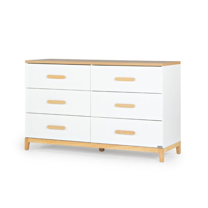 Lala Big 6-Drawer Dresser White/Red Oak
