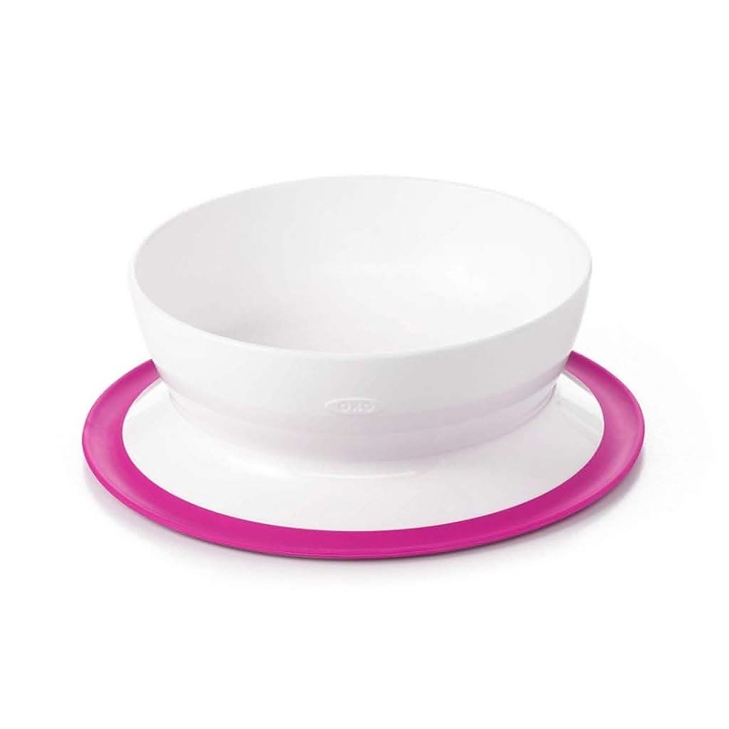 OXO TOT Stick and Stay Suction Plate, Divided Plate or Bowl Pink Suction Bowl