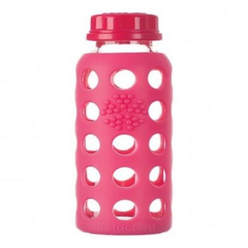 9 oz Glass Bottle with Flat Cap Raspberry