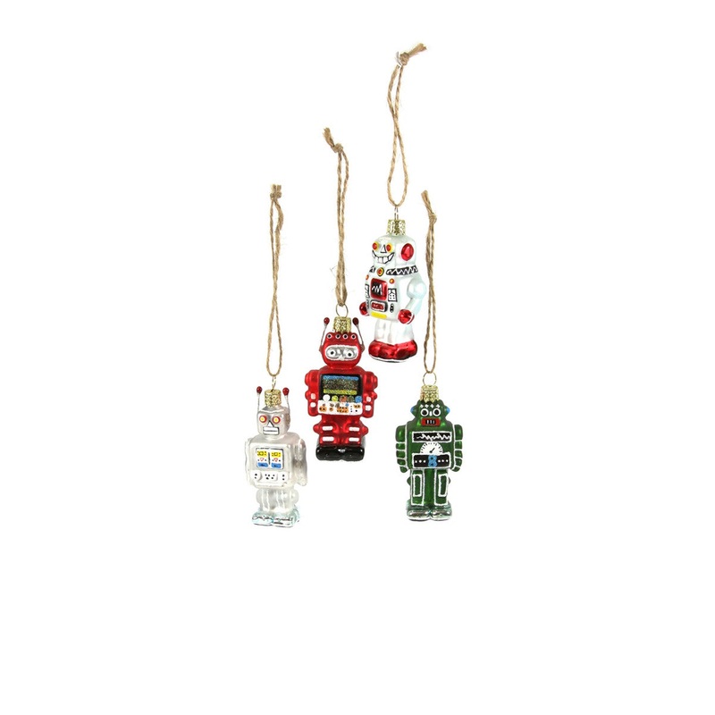 Assorted Tiny Robot Holiday Ornaments