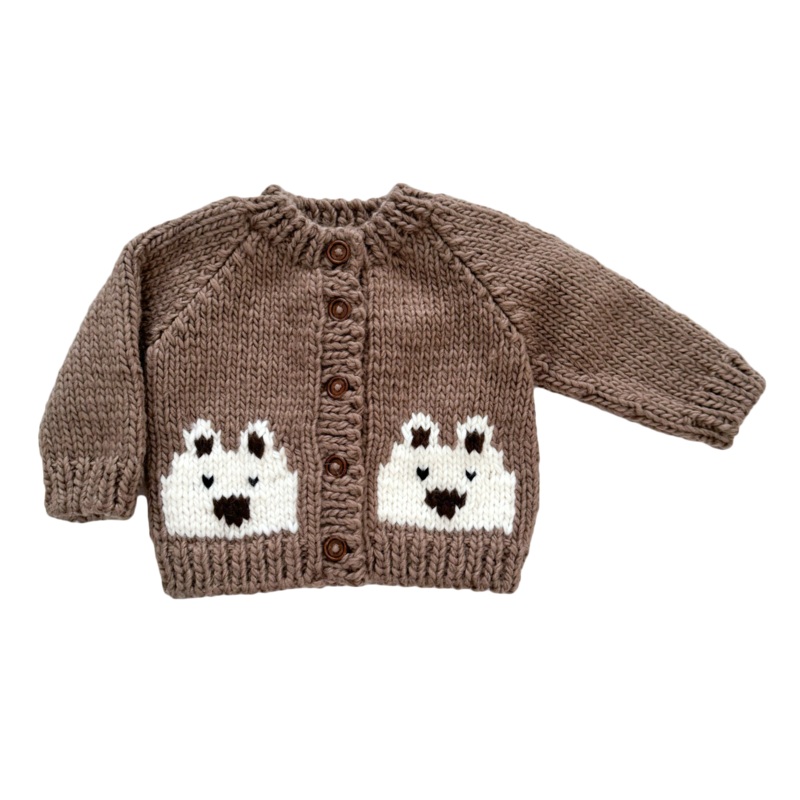 Bear Cardigan | Tan NB; 3-6M