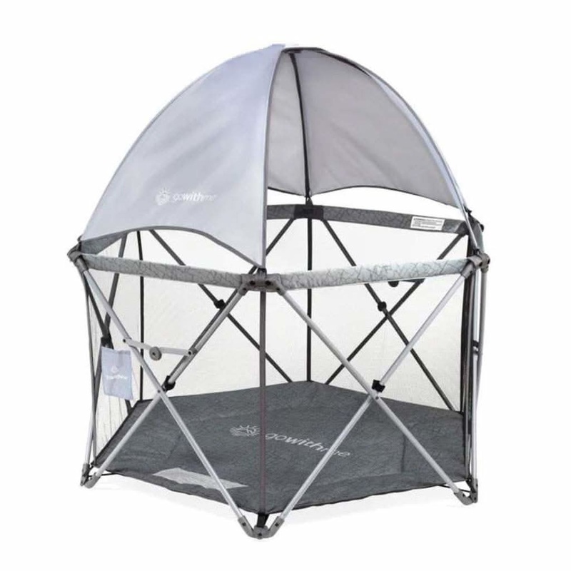 Go With Me Eclipse-Deluxe Portable Playard with Canopy & Padded Floor Elephant Grey