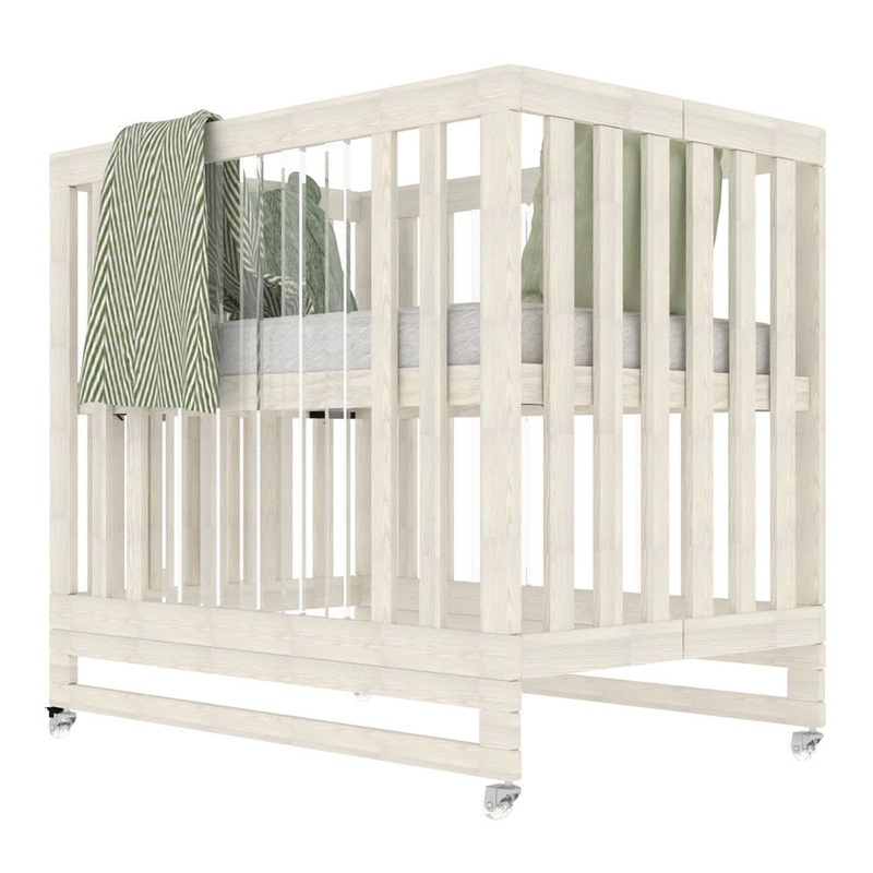Melo Caress Crib in Washed White/Part Acrylic – Standard Mini Crib Size