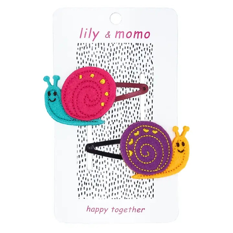 Silly Snail Hair Clips – Pink and Purple