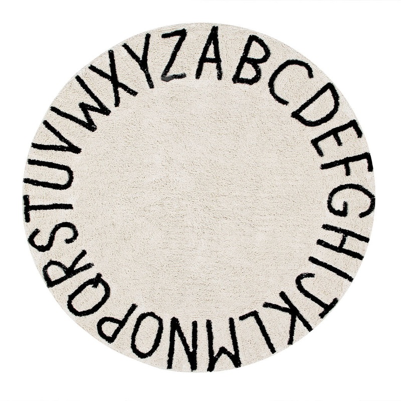 ABC Round Washable Rug Natural
