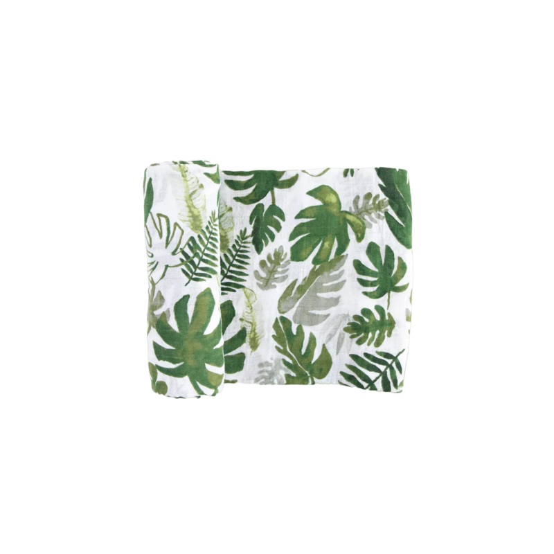 Little Unicorn Cotton Muslin Swaddle – Tropical Leaf Tropical Leaf