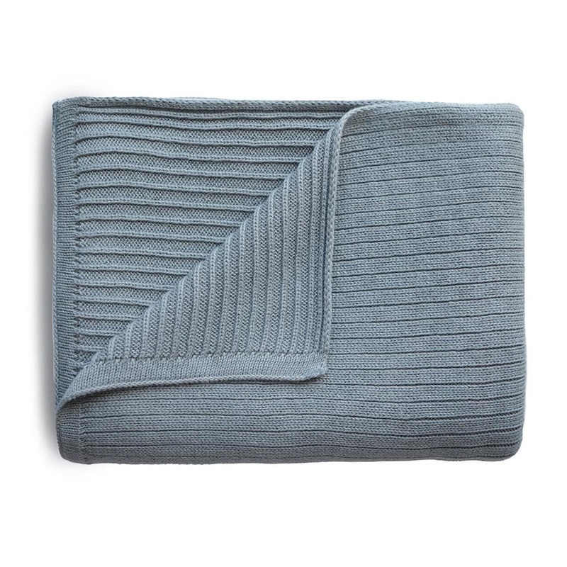 Mushie Baby Blanket | Knitted Ribbed Smoke