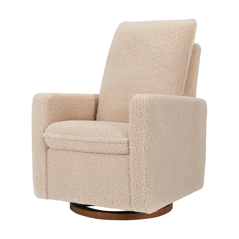 Babyletto Cali Pillowback Swivel Glider – Chai Shearling Chai Shearling – Dark wood base