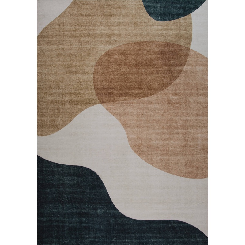 Abstract Cream Green Indoor Area Rug Multi Abstract 7×10