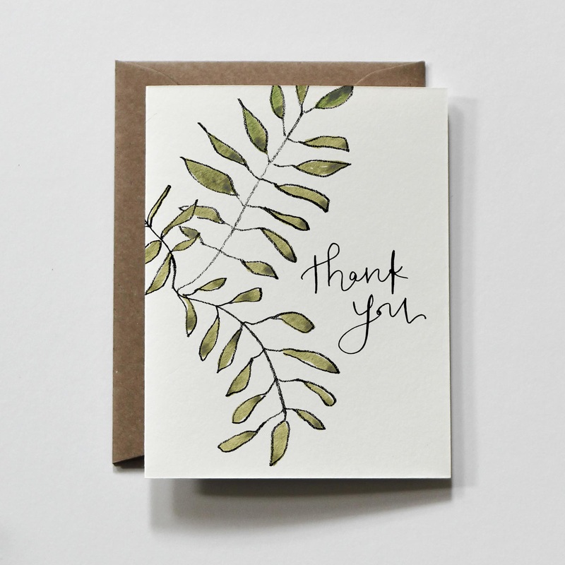 Basic Greens | Thank You Simple Green Foliage Greeting Card