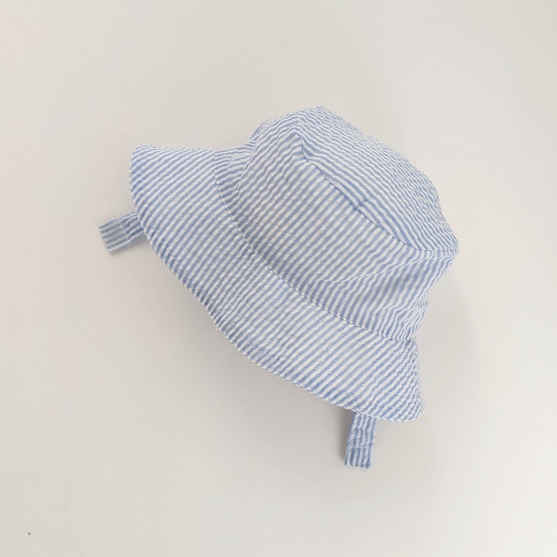 Light Blue Stripe Seersucker Bucket Hat Baby & Toddler 12-24 Months