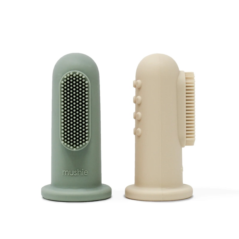 Mushie Silicone Finger Toothbrush Shifting Sand/Blush
