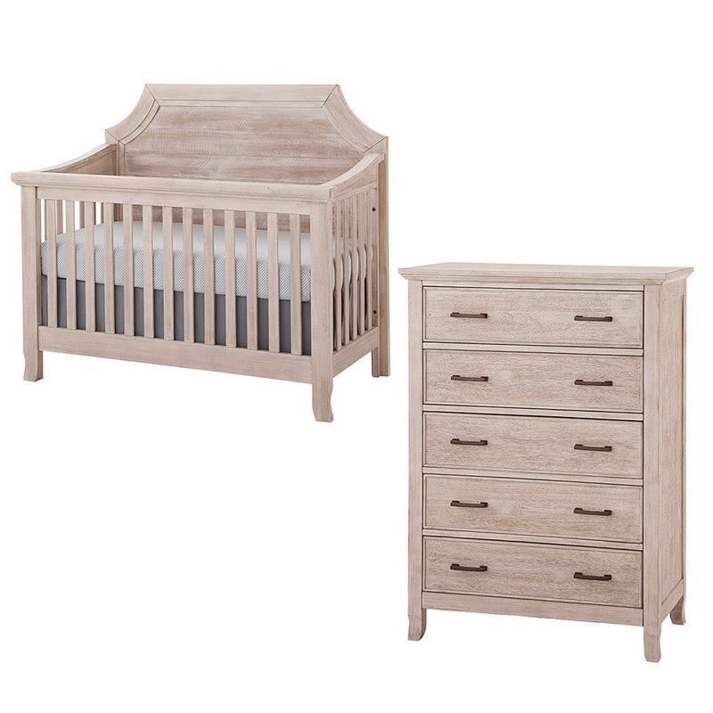 Stella Baby Remi 2 Piece Nursery Set in Sugar Coat – Convertible Clipped Crib & 5 Drawer Dresser