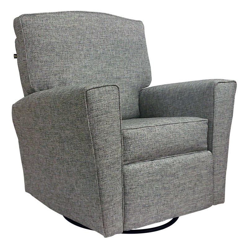 1st Chair Emerson Swivel Recliner Glider Brushed Graphite Manual Recline