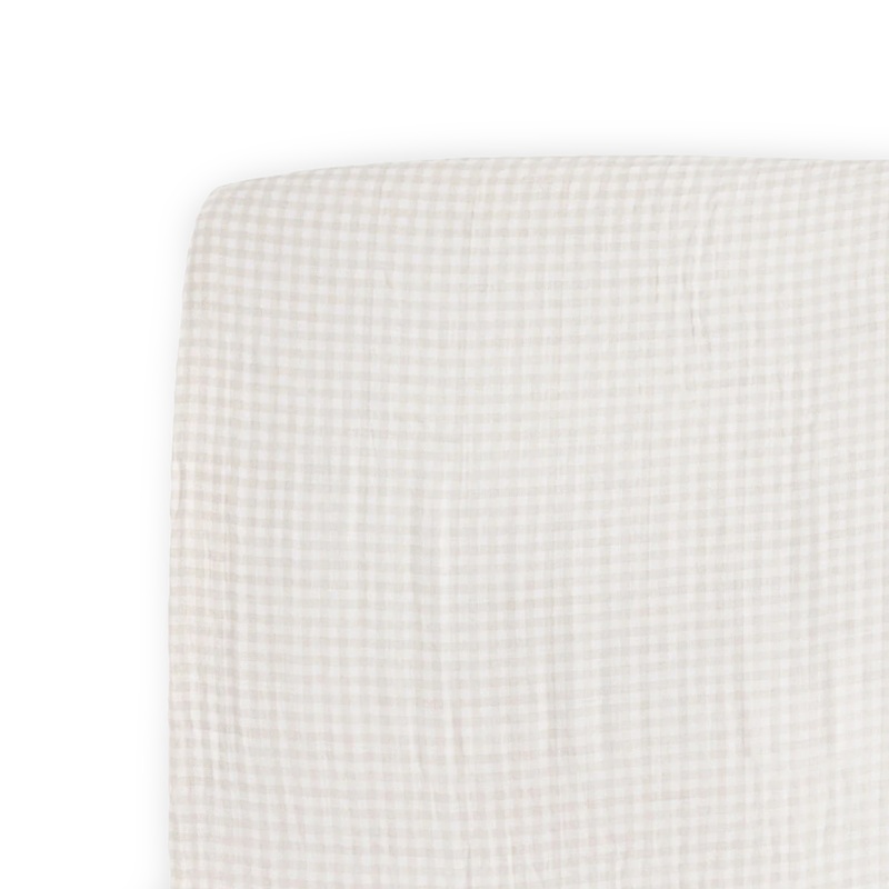 Cotton Muslin Crib Sheet – Tan Gingham Tan Gingham