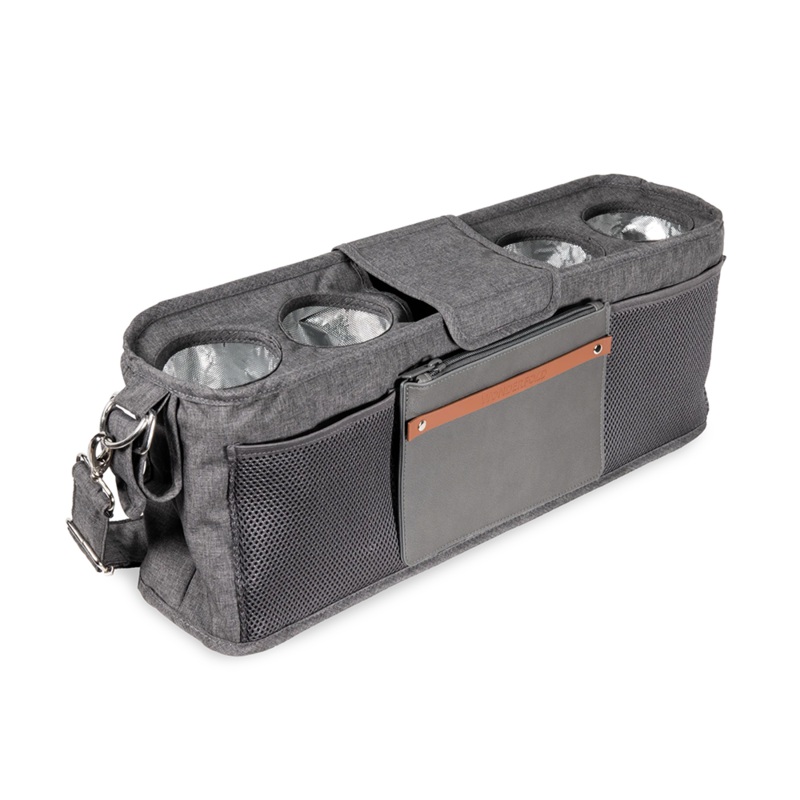 Wonderfold Parent Console with 4 Insulated Cup Holders – Gray