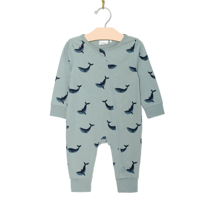Zip Romper Newborn Blue Whale