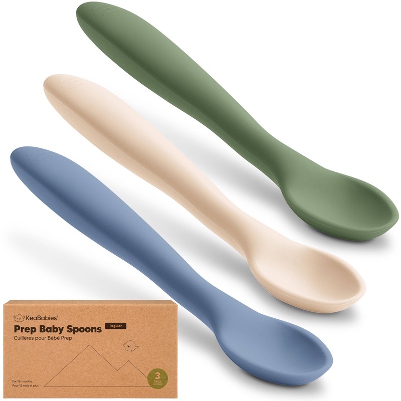 3-Pack Prep Silicone Baby Spoons for Toddlers 6-24 months Slate
