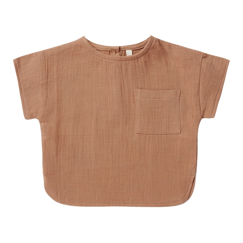 Woven Boxy Top | Clay 0-3 Months