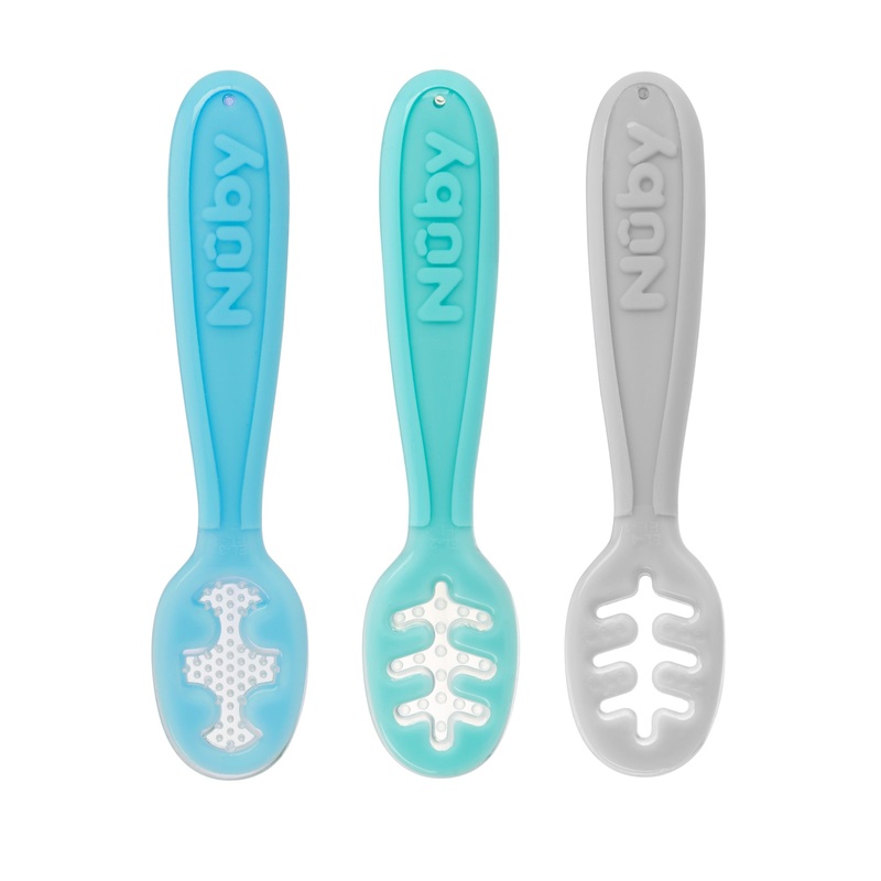 Baby’s First Spoons | Aqua, Grey, & Blue